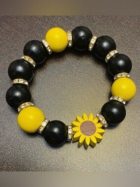 Sunflower Beaded Bracelets in Yellow and Black